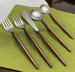 Hammered Stainless Steel Flatware 5-Piece Set