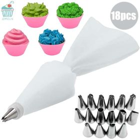 8/10/18PCS Silicone Pastry Bag Tips Kitchen Cake Icing Piping Cream Cake Decorating Tools Reusable Pastry Bags Nozzle Set - pink