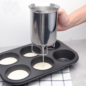 1pc Handheld Stainless Steel Batter Separator; Cupcake Batter Funnel; Batter Stirrer - Silvery