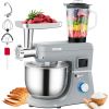 VEVOR 5 IN 1 Stand Mixer; 660W Tilt-Head Multifunctional Electric Mixer with 6 Speeds LCD Screen Timing; 7.4 Qt Stainless Bowl; Dough Hook - 7.4 Qt