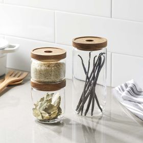 Better Homes and Gardens, Glass Food Storage Jar With Acacia Wood Lids, Glass Canister Food Storage Set, Set of 3 - Better Homes and Gardens