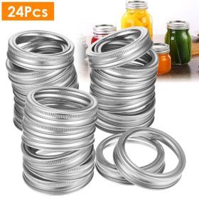 24 Pcs Regular Mouth Canning Jar Metal Rings Split-Type Jar Bands Replacement - Silver