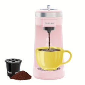 CHULUX Single Serve Coffee Maker,One Button Operation with Auto Shut-Off for Coffee and Tea with 5 to 12 Ounce - Pink