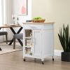 Compact Kitchen Island Cart on Wheels, Rolling Utility Trolley Cart White-AS - as picture