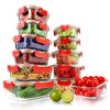 24-Piece Glass Food Storage Stackable Superior Glass Meal-prep Containers - red