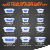 24-Piece Food Storage Containers Superior Glass Food Storage, 11-35 oz. Capacity - blue