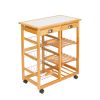 Kitchen & Dining Room Cart 2-Drawer Removable Storage Rack with Rolling Wheels Wood Color - as picture