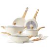 14 Pcs Induction Kitchen Cookware Sets - Natural White