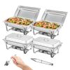 VEVOR 4-Pack Rectangle Chafing Dish Set with Full-Size 8Qt Pan Frame Fuel Holder - Default