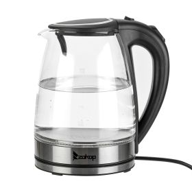 ZOKOP HD-1857-A 110V 1500W 1.8L Electric Glass Kettle US Plug - black