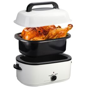 Kitchen White 20 24 26 QT Stainless Steel Chicken Electric Turkey Roaster With See-through Lid - as Pic