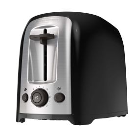 BLACK+DECKER 2-Slice Extra Wide Slot Toaster, Black, Silver, TR1278B - BLACK+DECKER