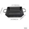 1pc Square Carbon Steel Barbecue Tray Vegetable Fruit Drain Basket Multifunctional Kitchen Tool - Black