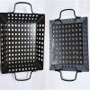 1pc Square Carbon Steel Barbecue Tray Vegetable Fruit Drain Basket Multifunctional Kitchen Tool - Black