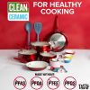 Clean Ceramic 23 Piece Non-Stick Aluminum Cookware Set, Red - Red