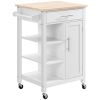 Compact Kitchen Island Cart on Wheels, Rolling Utility Trolley Cart White-AS - as picture