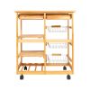 Kitchen & Dining Room Cart 2-Drawer Removable Storage Rack with Rolling Wheels Wood Color - as picture