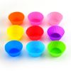 10pcs Silicone Muffin Cup; Cake Cup; Kitchen Baking Mold; Non-Stick Surface Cupcake Liners For Home Baking; Color Random - 10pcs - Random