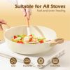 14 Pcs Induction Kitchen Cookware Sets - Natural White