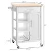 Compact Kitchen Island Cart on Wheels, Rolling Utility Trolley Cart White-AS - as picture