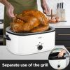 Kitchen White 20 24 26 QT Stainless Steel Chicken Electric Turkey Roaster With See-through Lid - as Pic