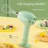 Wireless Portable Electric Food Mixer 3 Speeds Automatic Whisk Dough Egg Beater Baking Cake Cream Whipper Kitchen Tool - Green