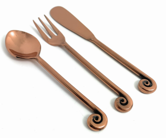 Vibhsa Breakfast Flatware Set of 24 Pieces (Treble Note, Copper) (Color: Copper, size: Service for 8)