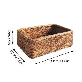 3pcs Hand-Woven Rattan Wicker Basket Fruit Tea Snack Bread Basket Cosmetic Rectangular Storage Box Household Kitchen Room Supply (size: large)