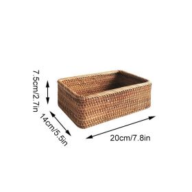 3pcs Hand-Woven Rattan Wicker Basket Fruit Tea Snack Bread Basket Cosmetic Rectangular Storage Box Household Kitchen Room Supply (size: small)