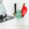 1pc Kitchen Utensil Holders Cutlery Drying Rack For Counter With Catch Pan And Drain Hole; Anti Tilting Kitchen Silverware Drainer Basket Sink